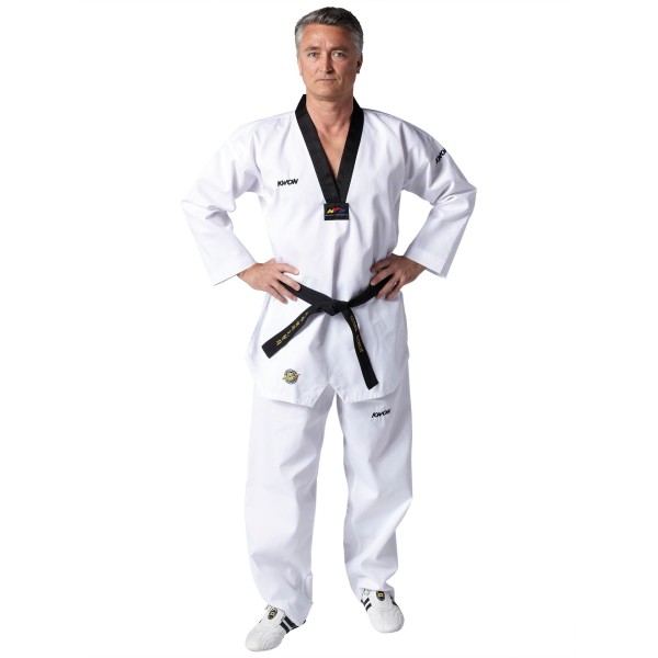 Taekwondo Uniform Victory, zwarte revers - WT erkend