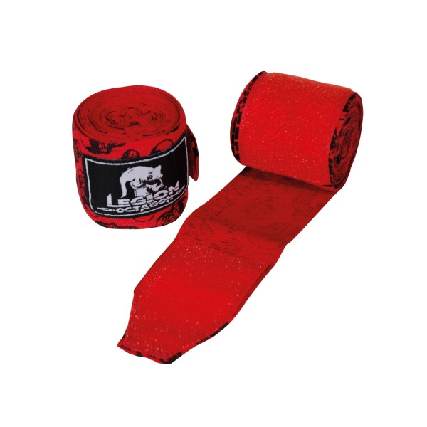 LEGION OCTAGON Boxing Bandage Red Skull 3,5 m non-elastic  