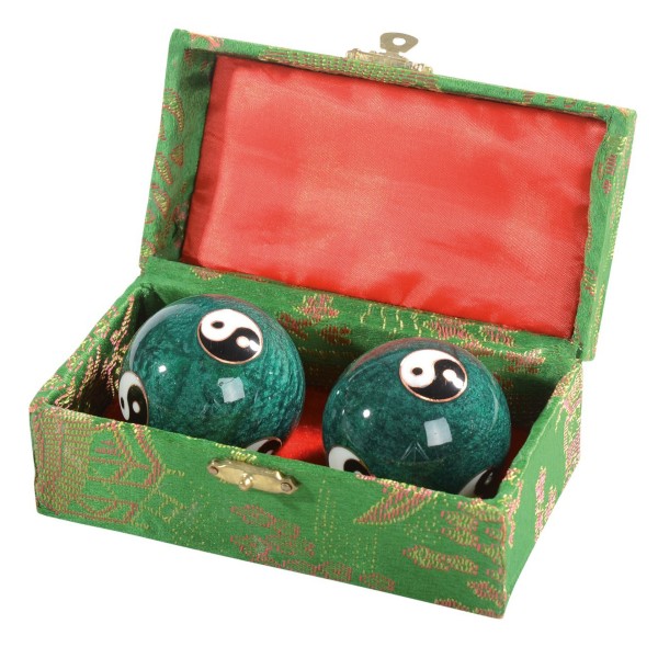 Steel musical balls Enamelled with Yin Yang symbols 