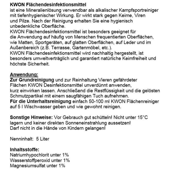KWON Surface Disinfectant 5 liters 