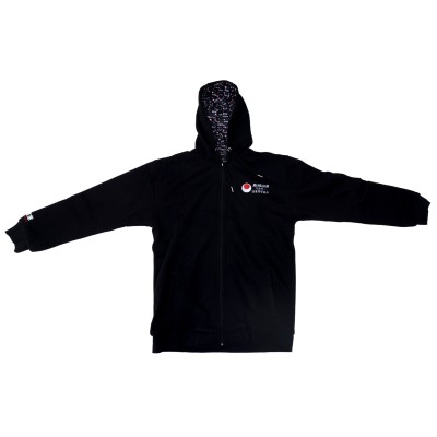 Black reversible hoodie with JKA Belgium embroidery