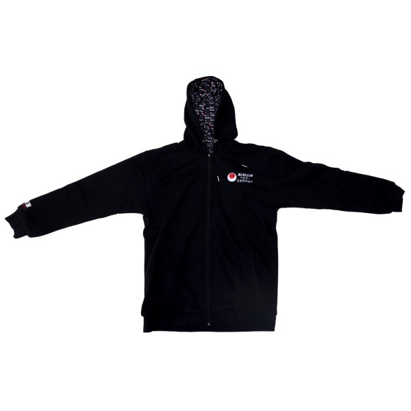 Black reversible hoodie with JKA Belgium embroidery 