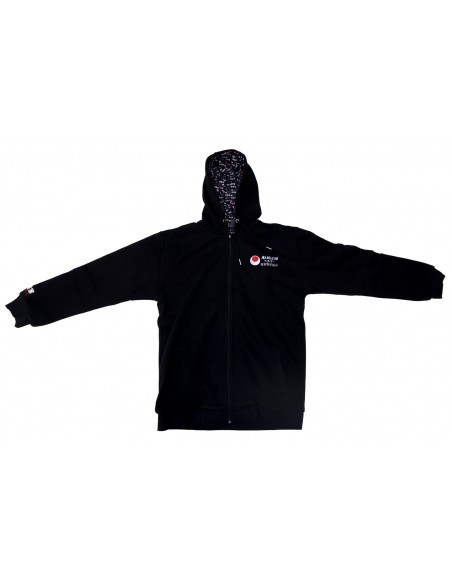 Hoodie noir reversible avec broderie JKA belgium  Hoodie noir reversible avec broderie JKA belgium