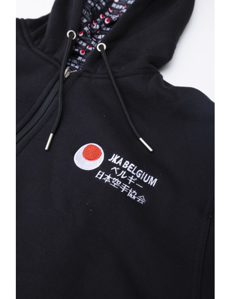 Hoodie noir reversible avec broderie JKA belgium  Hoodie noir reversible avec broderie JKA belgium