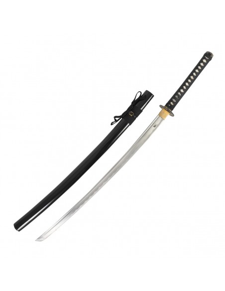 Katana van koolstofstaal. Zwart  Katana van koolstofstaal. Zwart