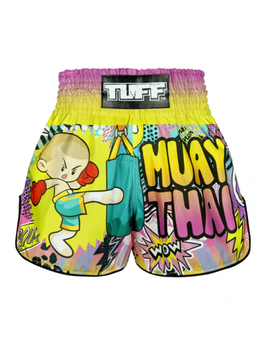 TUFF Short de boxe Muay Thai Coupe haute style rétro "The Savage Boy" 