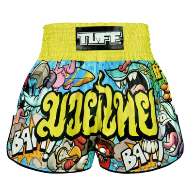 TUFF Muay Thai Boxing Shorts High-Cut Retro Style "Ready to Rumble"