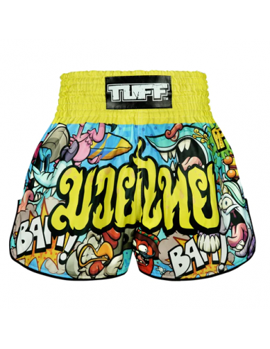 TUFF Muay Thai Boxing Shorts High-Cut Retro Style "Ready to Rumble" 
