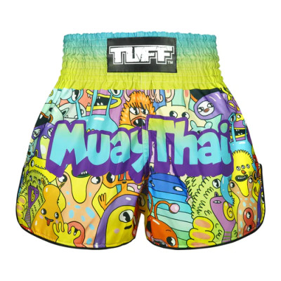 TUFF Muay Thai Boksshort Hooggesneden Retro Stijl "We come in Peace"
