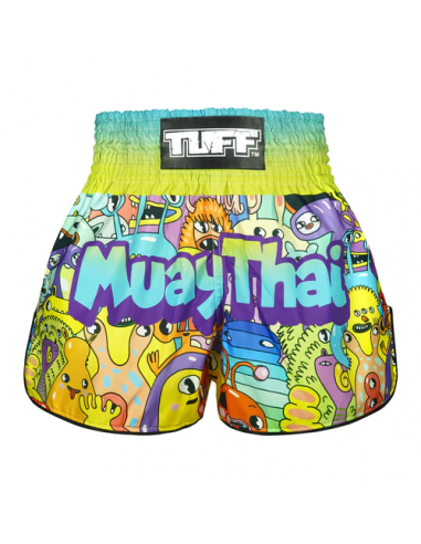 TUFF Muay Thai Boxing Shorts High-Cut Retro Style "We come in Peace" 