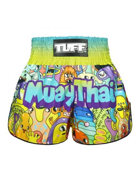 TUFF Muay Thai Boksshort Hooggesneden Retro Stijl "We come in Peace" 