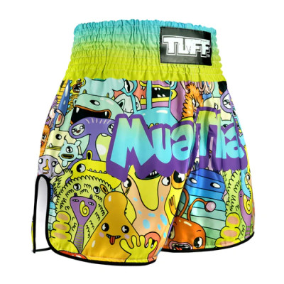 TUFF Muay Thai Boksshort Hooggesneden Retro Stijl "We come in Peace"  2