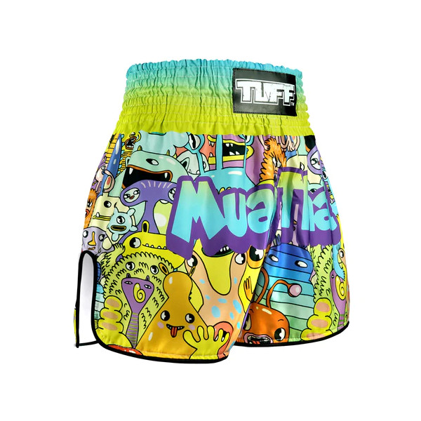 TUFF Muay Thai Boksshort Hooggesneden Retro Stijl "We come in Peace" 