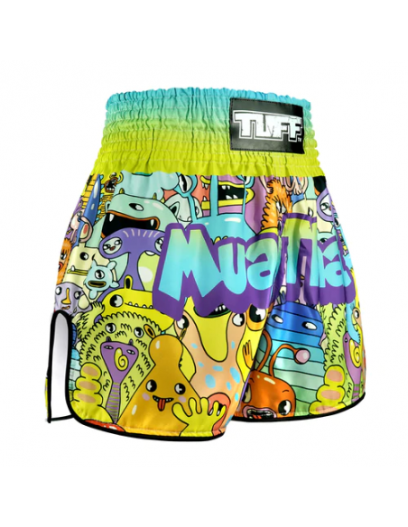 TUFF Muay Thai Boksshort Hooggesneden Retro Stijl "We come in Peace" 