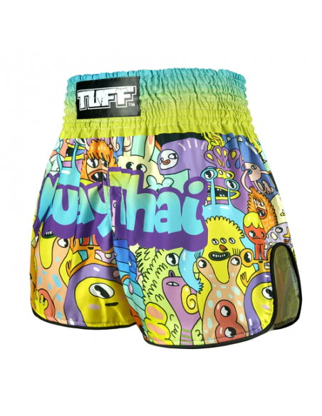 TUFF Muay Thai Boksshort Hooggesneden Retro Stijl "We come in Peace" 