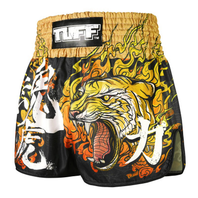 TUFF Muay Thai Boxing Shorts High-Cut Retro Style "Tora Chikara" Power of Tiger  2
