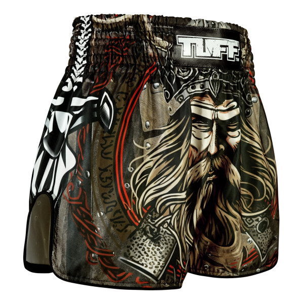 TUFF Muay Thai Boxing Shorts High-Cut Retro Style "Berserker's Fury"