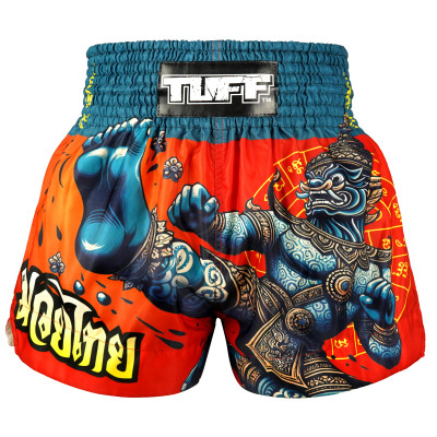 TUFF Muay Thai Boxing Shorts High-Cut Retro Style "The Emerald King"