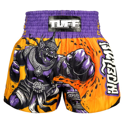 TUFF Muay Thai Boxing Shorts High-Cut Retro Style "The Amethyst King"