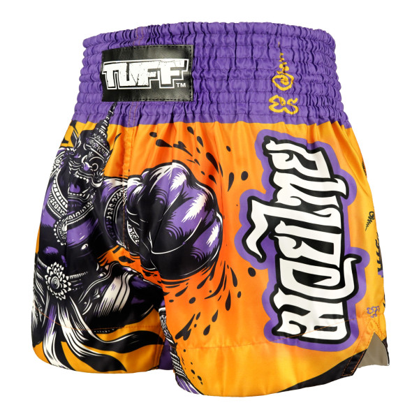 TUFF Muay Thai Boxing Shorts High-Cut Retro Style "The Amethyst King"