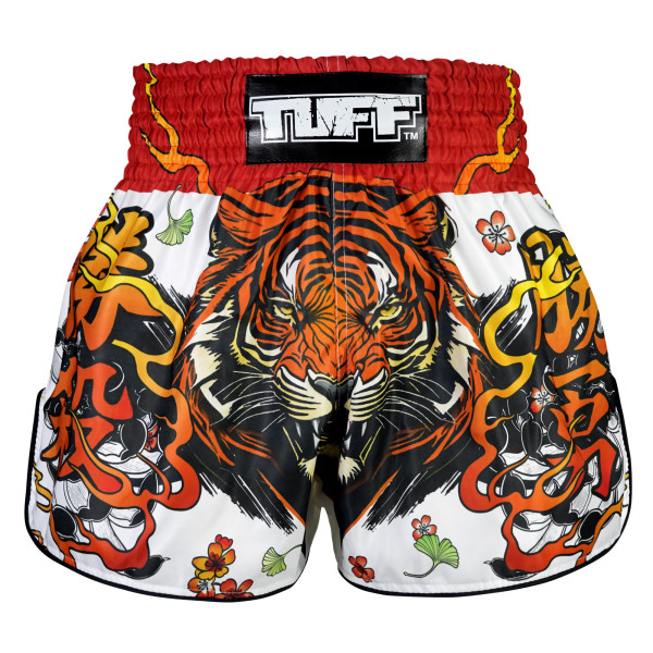 TUFF Muay Thai Boxing Shorts High-Cut Retro Style "Tora Chikara" Power of Tiger 