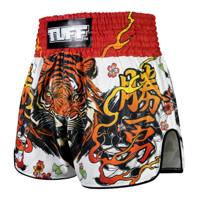 TUFF Muay Thai Boxing Shorts High-Cut Retro Style "Tora Chikara" Power of Tiger  2