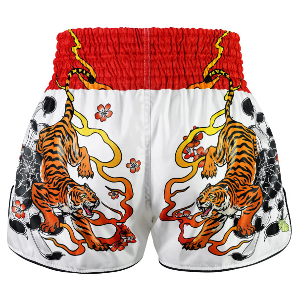 TUFF Muay Thai Boxing Shorts High-Cut Retro Style "Tora Chikara" Power of Tiger