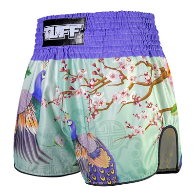 TUFF Muay Thai Boxing Shorts High-Cut Retro Style "Yugana Kujaku The Elegance Peacock"  2