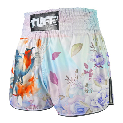 TUFF Muay Thai Boxing Shorts High-Cut Retro Style "Akai Tsuru The Red Crane"  2