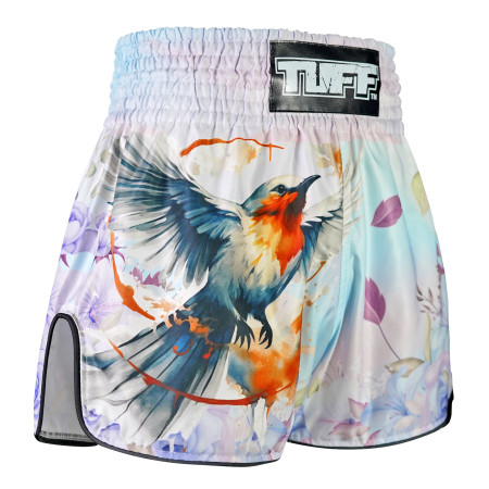 TUFF Muay Thai Boxing Shorts High-Cut Retro Style "Akai Tsuru The Red Crane"  TUFF Muay Thai Boxing Shorts High-Cut Retro Style "Akai Tsuru The Red Crane"