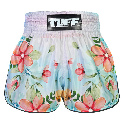 TUFF Muay Thai Boxing Shorts High-Cut Retro Style "Kibo no Hana Flower of Hope"