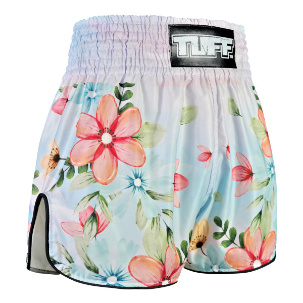 TUFF Muay Thai Boxing Shorts High-Cut Retro Style "Kibo no Hana Flower of Hope"