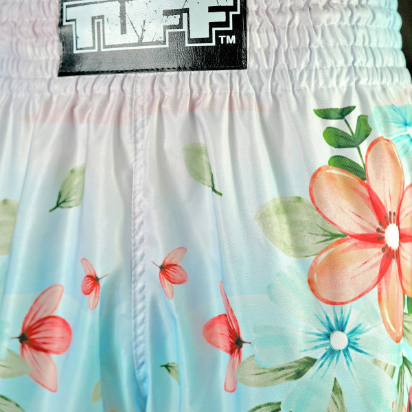TUFF Muay Thai Boxing Shorts High-Cut Retro Style "Kibo no Hana Flower of Hope"