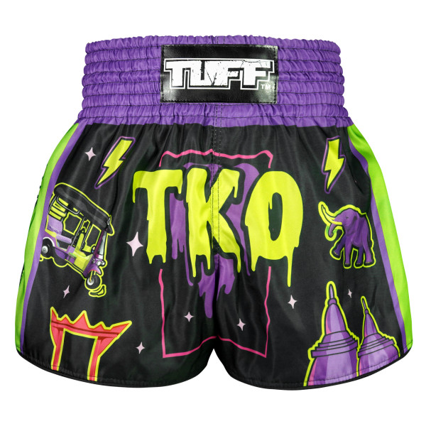 TUFF Muay Thai Boxing Shorts High-Cut Retro Style "The TKO Night" 