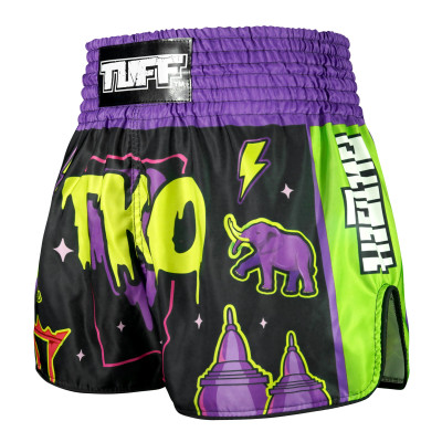 TUFF Muay Thai Boxing Shorts High-Cut Retro Style "The TKO Night"  2