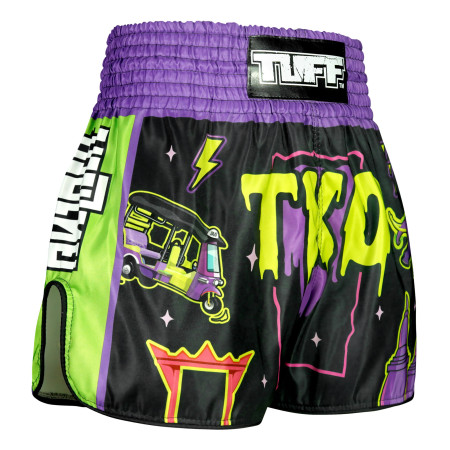TUFF Muay Thai Boxing Shorts High-Cut Retro Style "The TKO Night"  TUFF Muay Thai Boxing Shorts High-Cut Retro Style "The TKO Night"