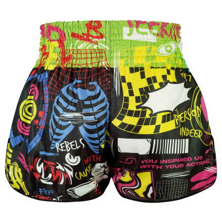 TUFF Muay Thai Boxing Shorts High-Cut Retro Style "Neon Graffiti"  TUFF Muay Thai Boxing Shorts High-Cut Retro Style "Neon Graffiti"