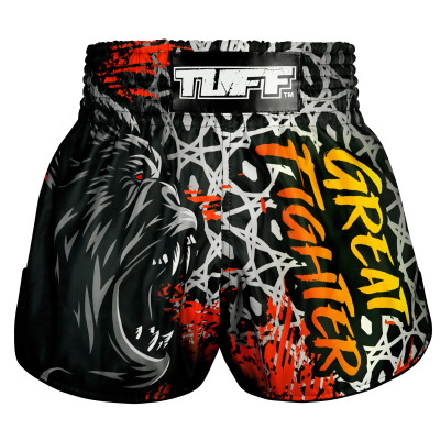TUFF Muay Thai Boxing Shorts High-Cut Retro Style "Kong Rampage"