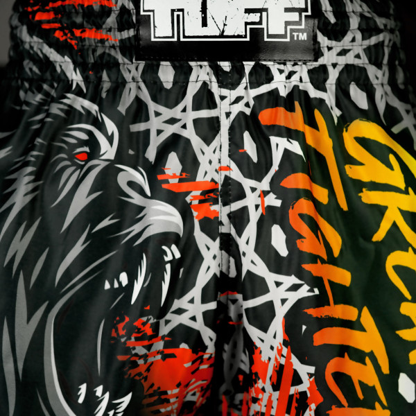 TUFF Muay Thai Boxing Shorts High-Cut Retro Style "Kong Rampage"