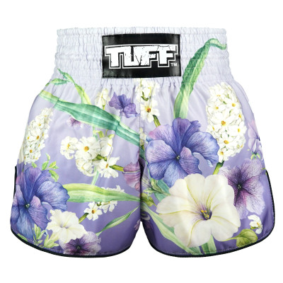 TUFF Muay Thai Boxing Shorts High-Cut Retro Style "Purple An-Chan"