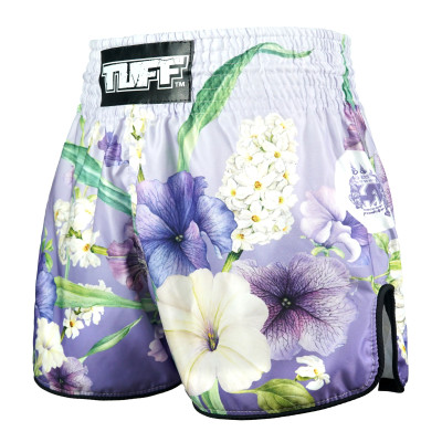 TUFF Muay Thai Boxing Shorts High-Cut Retro Style "Purple An-Chan"  2