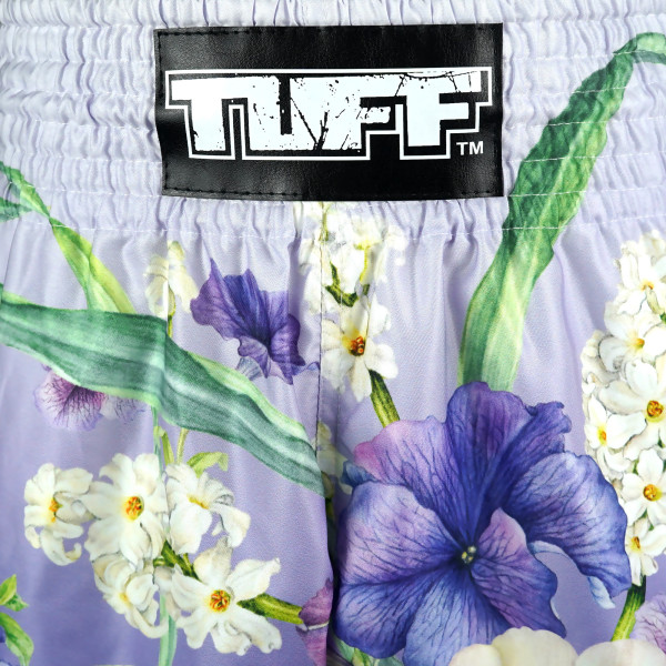 TUFF Muay Thai Boxing Shorts High-Cut Retro Style "Purple An-Chan"