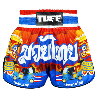 TUFF Muay Thai Boxing Shorts High-Cut Retro Style "Siam in Motion"