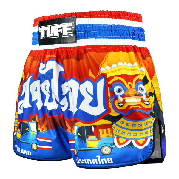 TUFF Muay Thai Boxing Shorts High-Cut Retro Style "Siam in Motion"
