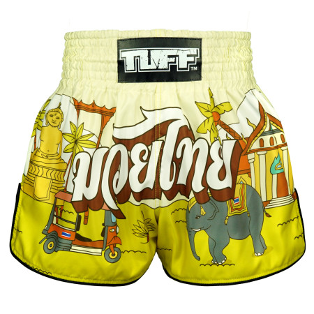TUFF Muay Thai Boxing Shorts High-Cut Retro Style "Sunshine Journey"  TUFF Muay Thai Boxing Shorts High-Cut Retro Style "Sunshine Journey"