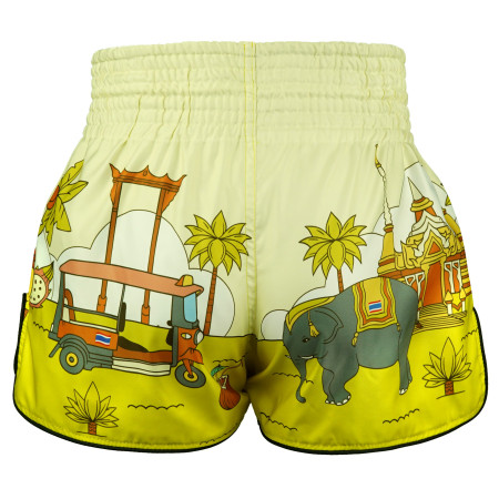 TUFF Muay Thai Boxing Shorts High-Cut Retro Style "Sunshine Journey"  TUFF Muay Thai Boxing Shorts High-Cut Retro Style "Sunshine Journey"