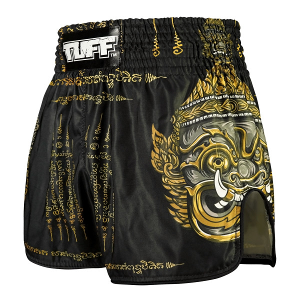 TUFF Short de boxe Muay Thai  coupe haute style rétro « Yaksa Yantra »