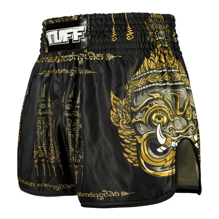 TUFF Short de boxe Muay Thai  coupe haute style rétro « Yaksa Yantra »  TUFF Short de boxe Muay Thai  coupe haute style rétro « Yaksa Yantra »
