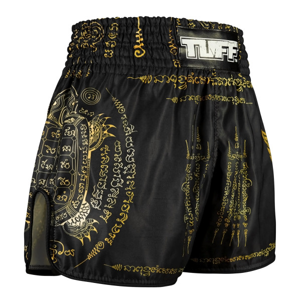 TUFF Short de boxe Muay Thai  coupe haute style rétro « Yaksa Yantra »