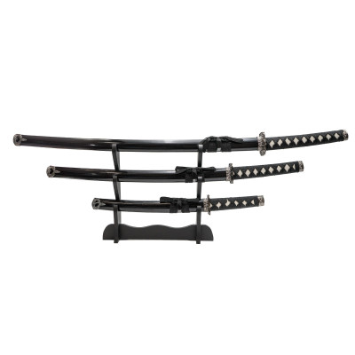 FUJIMAE 3pcs Katana Set. Black 